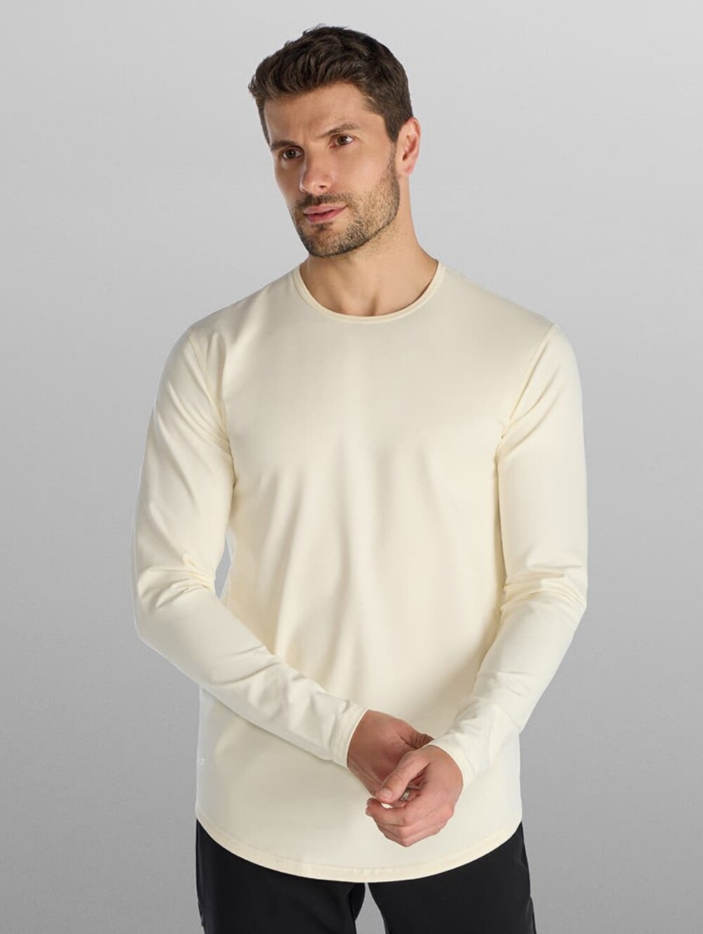 Bylt Premium Basics Drop Cut Lux T Shirt Men's Meduim Longsleeve Cream